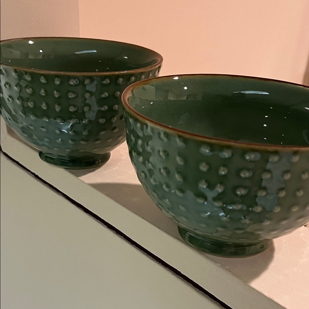 Green Textured Bowls